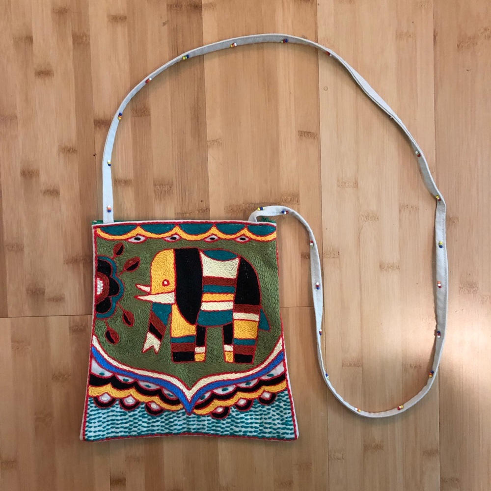 Unique South African embroidered elephant bag